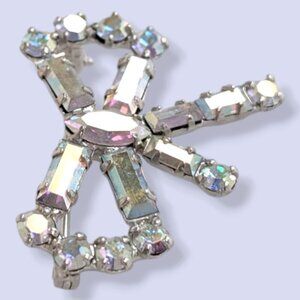 Vintage B David Rhinestone Bow Brooch